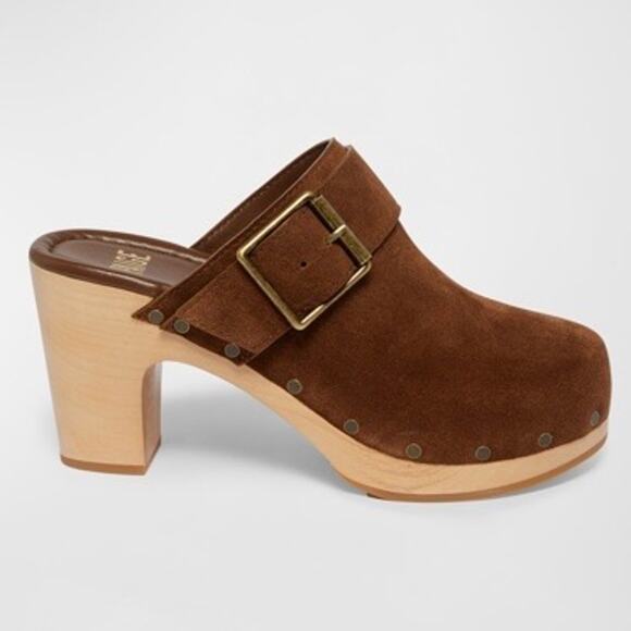 PAIGE Shoes - Paige Rosie Slip On Studded Platform Cocoa Brown Heeled Clogs